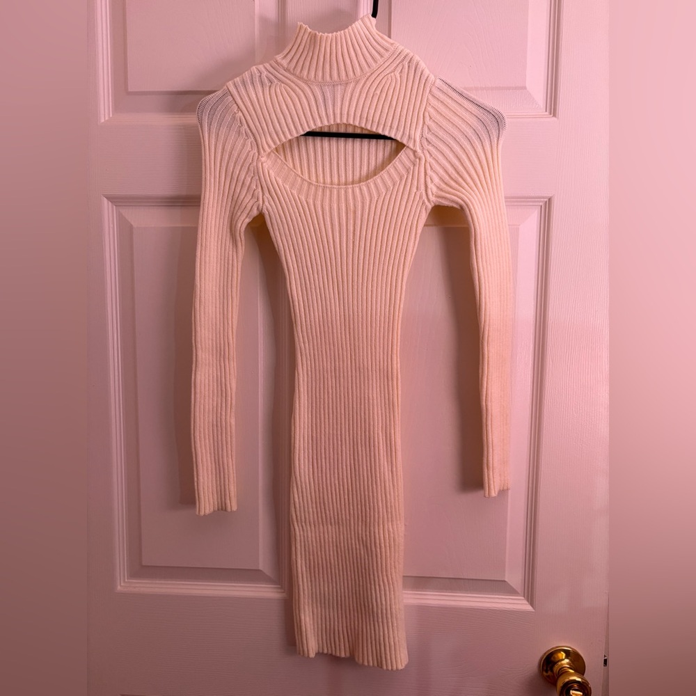 Windsor Cream Ribbed Knit dress